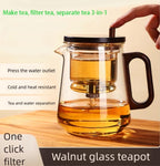 Glass Teapot with Removable Infuser, Loose Leaf Tea Brewing (Half circle shaped handle)