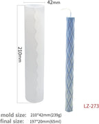 2 Pack Diamond Cylinder Twist Candle Mold - Silicone Mold for Cake Decoration, Round Shape Soap, Flower Fondant, and Resin