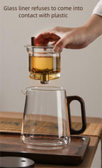 Glass Teapot with Removable Infuser, Loose Leaf Tea Brewing (Half circle shaped handle)