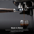 Crema Coffee Products 58mm Bottomless Naked Portafilter | Compatible with 58mm Breville Machines | Includes Double Shot Filter Basket | Sandalwood