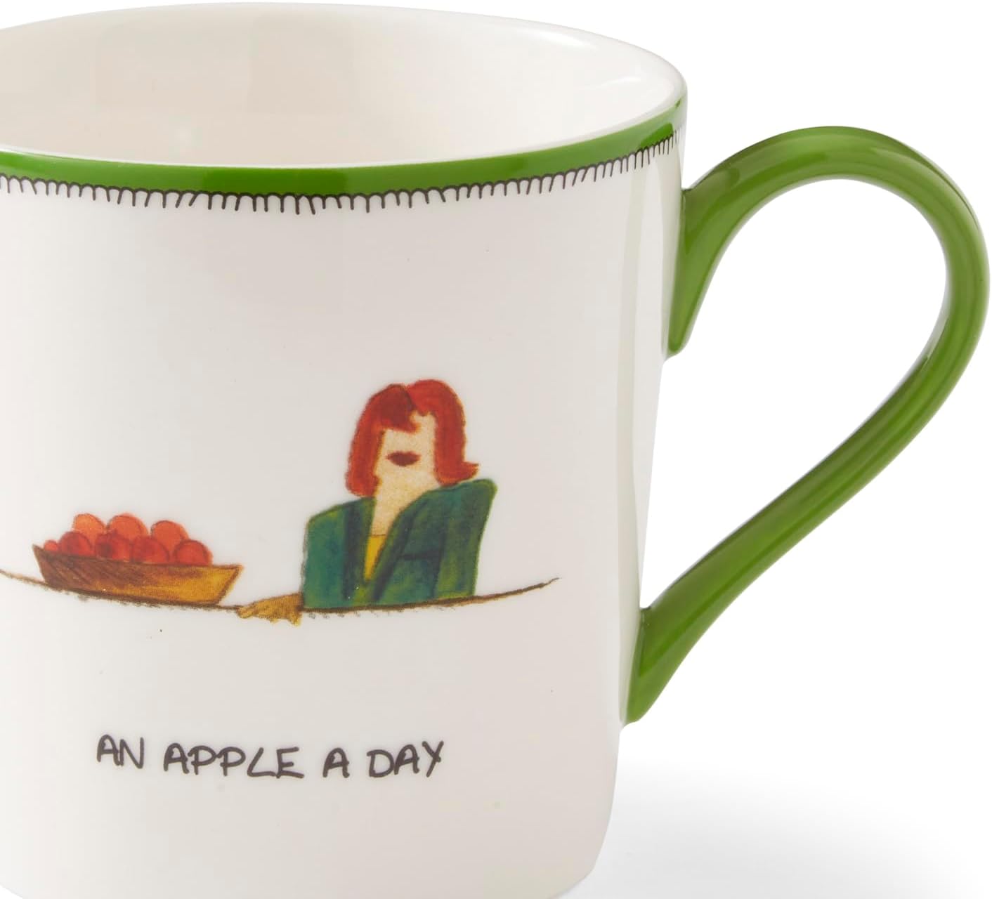 Spode Kit Kemp 12oz Doodle Mug | An Apple A Day- Unique Doodle Pattern | Fine China | Dishwasher Safe | For Coffee and Tea | Ideal Celebration Gift | Home or Office Use