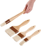 Restaurantware-Pastry Tek Wide Buttering Brush Set, 1 Set of 4 Boar Bristle Pastry Brushes - Hardwood Handle, Sturdy Ferrule, Wood Basting Brushes, Built-In Hanging Hole, For Glazing And Basting