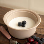 Microwave Silicone Steamer for Baby Food, Made In Korea, Oven & Dishwasher Safe to 482°F, Easy Clean, Microwave Pot with Handle & Lid, 100% Food Grade Steamer Bowl (Creme Brulee, 19oz (550ml))