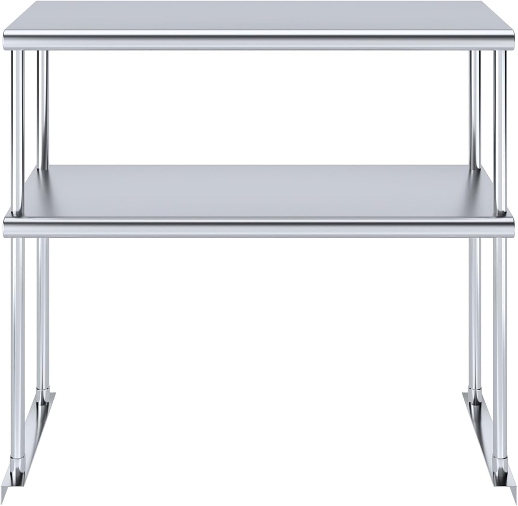 NSF Certified 18 Gauge Heavy Duty Stainless Steel Double overshelf with Brackets for Kitchens, Utility Rooms, Storage, Offices & Home