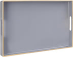 MAONAME Gray Serving Tray with Handles, Modern Grey Decorative Tray for Coffee Table, Plastic Rectangular Gray Trays for Ottoman, Bathroom, Decor, 15.8” x 10.2” x1.4