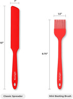 Elihome Mini Silicone Basting Pastry Brush, Cooking Brush for Oil Sauce Butter Marinades, Food Brushes for BBQ Grill Kitchen Baking, Baster Brushes Baste Pastries Cakes Meat Desserts, Food Grade, Red