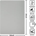 Silicone Mat Heat Resistant Mats for Countertop, Multipurpose Large Silicone Mats for Crafts Kitchen Workbench Size 36x24 inches Thick 2mm,Rolled Package,Grey