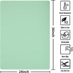 Silicone Mat Heat Resistant Mats for Countertop, Large Silicone Mats for Crafts Kitchen Counter Workbench Table protector, Size 36x24 inches Thick 2mm,Rolled Package,Light Green