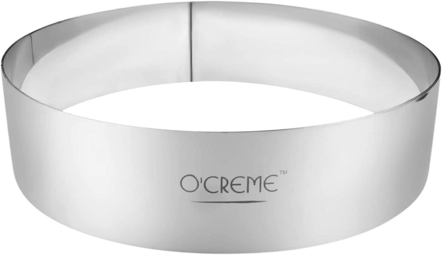 O'Creme Cake Ring Sturdy Stainless Steel Round Mousse Cake Ring Mold for Baking, Dessert Cake Decorating Pastry Rings 14 Inch Diameter x 3 Inch High