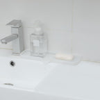 Silicone Bathroom Soap Dishes with Drain Spout-Bathroom and Kitchen Sink Organizer,Sponge Holder,Dish Soap Tray,Perfect for Dispenser,Scrubber,Bottle,Cup on Sink or Counter-Translucent 12"×4"