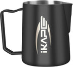 IKAPE Espresso Milk Pitcher, Espresso Steaming Pitcher with Sharp Spout for Espresso Barista Tool, 15.4 oz/450ml Milk Frothing Jug (Black)