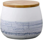Food Storage Jar White Ceramic Food storage canister with Airtight Wooden Lid for serving Coffee, Tea, Sugar, Spice and More (700ml)