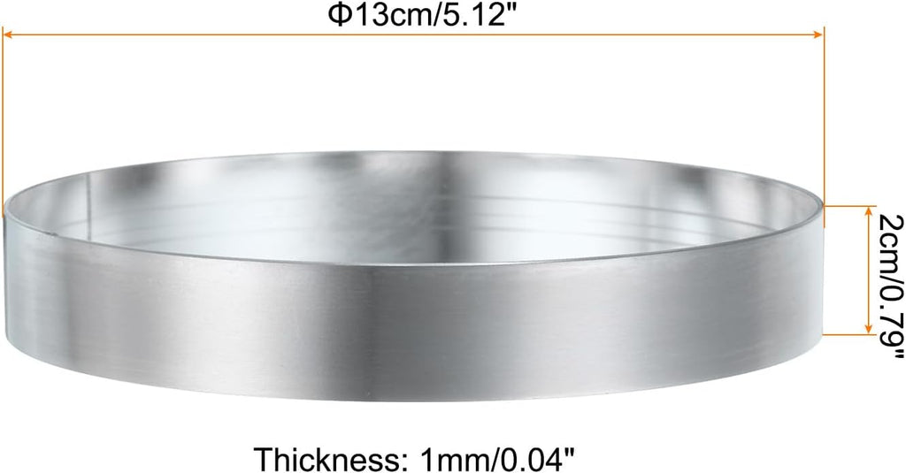 HARFINGTON Round Cake Ring 5.12 x 1 Inch Seamless Stainless Steel Pastry Mousse Dessert Ring Mirror Coating for Baking Cooking English Muffins Crumpet Making Tool