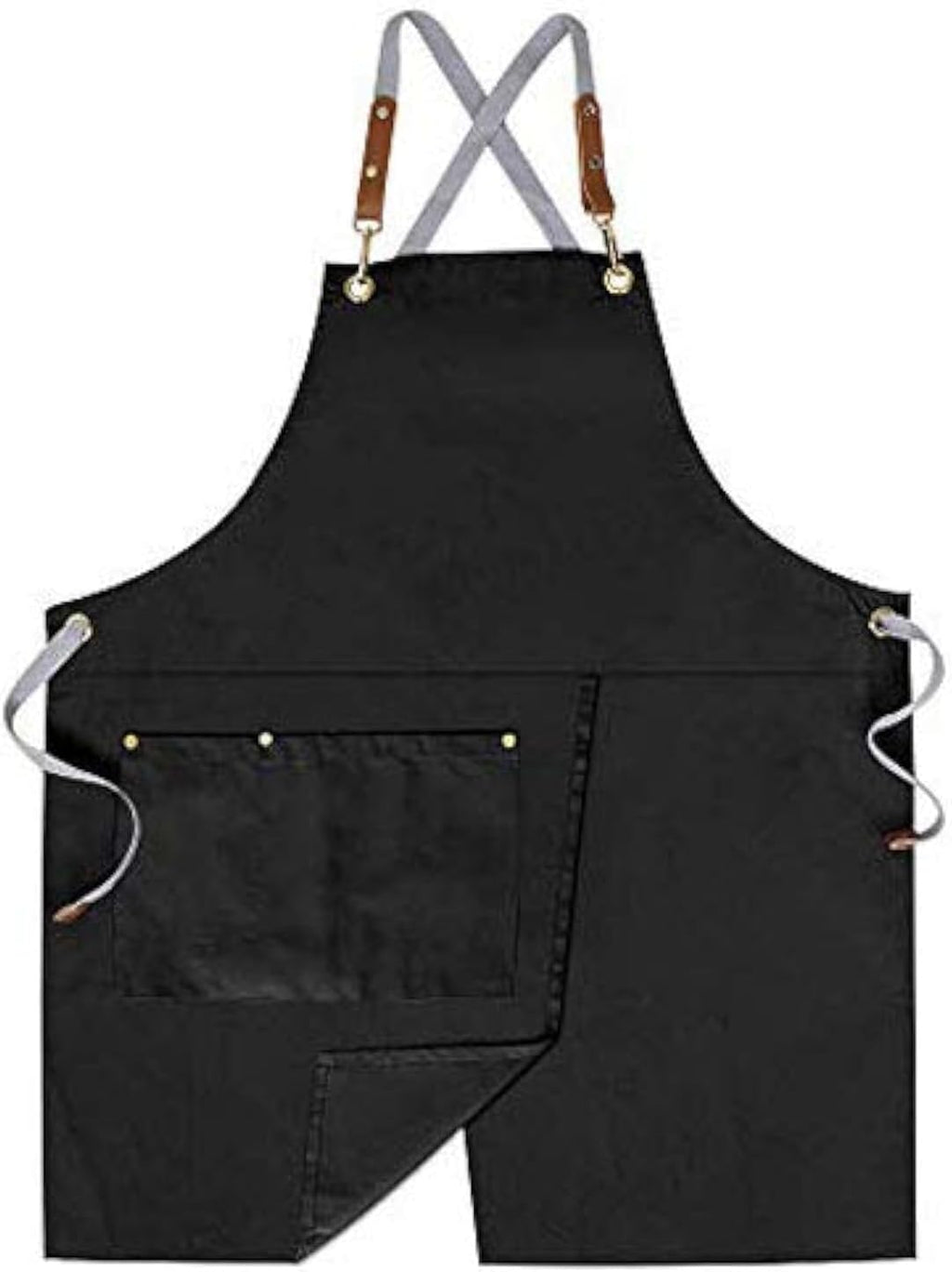 Mignongirl Crossback Apron with Pockets x2,Split Apron with Adjustable Straps,M-XXL