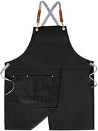 Mignongirl Crossback Apron with Pockets x2,Split Apron with Adjustable Straps,M-XXL