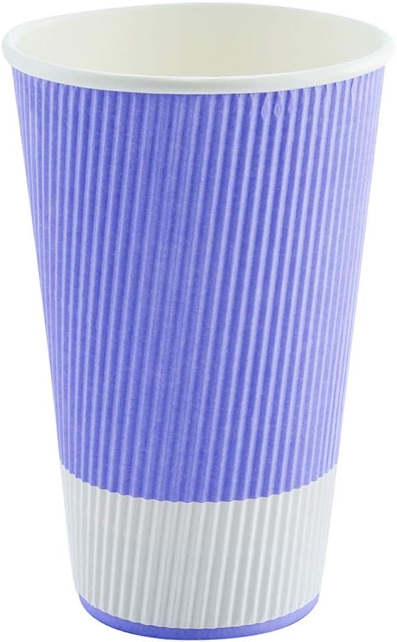 Restaurantware 16 Ounce Paper Cups Pack of 25 Ripple Wall Disposable Cups â€“ Leakproof, Recyclable, Light Purple Insulated Hot Beverage Holders with Matching Lids Available for Purchase Separately