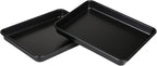 9x11 Inch Cookie Sheet, Baking Tray for Toaster Oven, Non Stick Baking Sheet Pan for Biscuits, Vegetables, Easy to Clean, Non-Warp Heavy Duty Pans, Black, 2-Pack
