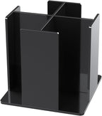 Cup and Lid Holder, 4 Compartment, Square | Rotating Coffee Cup Dispenser Lid Carousel for Restaurant, Buffet, Coffee Station, Bar, Countertop, Black Acrylic