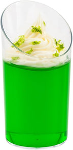 Restaurantware 3 Ounce Shot Glasses 100 Round Incline Cups - With Clear Finish Disposable Plastic Shot Glasses For Serving Samples At Wedding Banquets And Catered Events