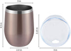 DOMICARE Stainless Steel Wine Tumbler Bulk with Lid, Personalized Rose Gold Insulated Tumblers Set, 12oz Travel Coffee Cups Pack of 12