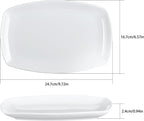 Ceramic Serving Platter Set, 4 Pcs 10 inch Rectangular Serving Tray for Entertaining at Parties and Weddings, White Platter Rectangular Dishes Dinner Plates for Appetizer Meat Bread Dessert and Sushi