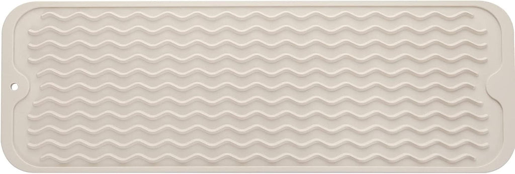 Silicone Dish Drying Mat for Multiple Usage,Easy clean,Eco-friendly,Heat-resistant Silicone Mat for Kitchen Counter,Sink,Bar,Bottle,or Cup Tapioca M 17 inches x 6 inches