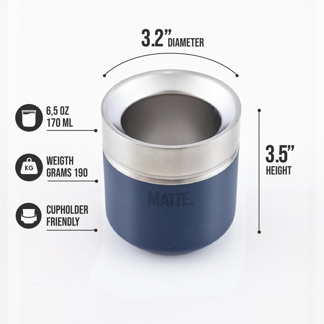 Matte 6.5 oz Yerba Mate Gourd and Bombilla Set - Includes DS Pro Box - BPA Free Yerba Mate Set Kit with Mate Straw, Elegant Design, Non-Slip Base (Blue)