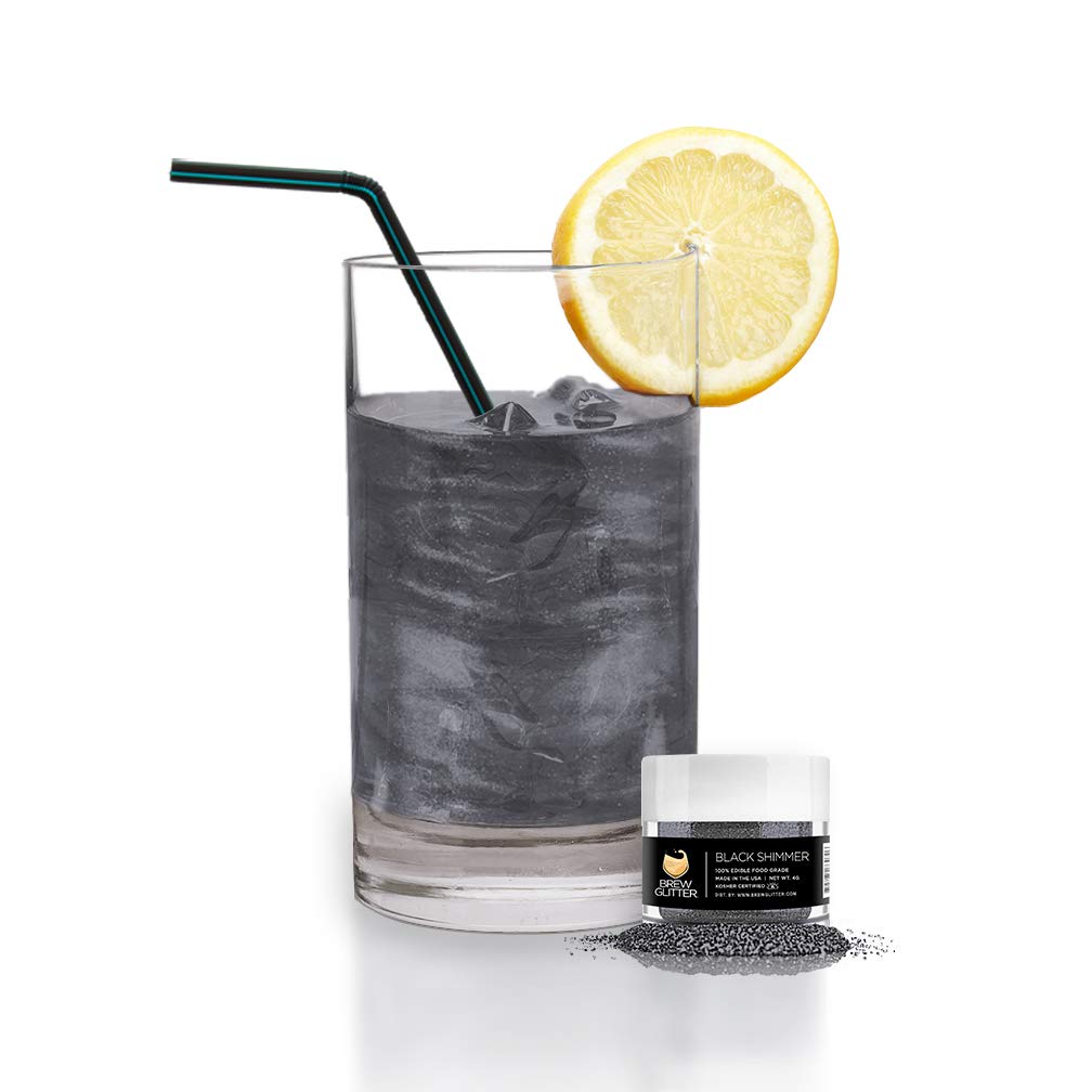 Brew Glitter - Black Shimmer (45g 1x Shaker Jar) | Edible Glitter For Drinks, Beer and Cocktail Beverages by Bakell