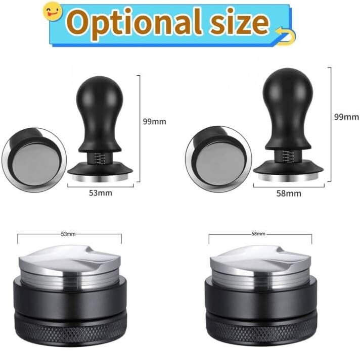 53mm Coffee Tamper & Distributor Set 53mm, Espresso Tamper Set with Spring Loaded and Base, Coffee Machine Accessories 54mm Calibrated Tampers for Breville Portafilter with Coffee Cleaning Brush