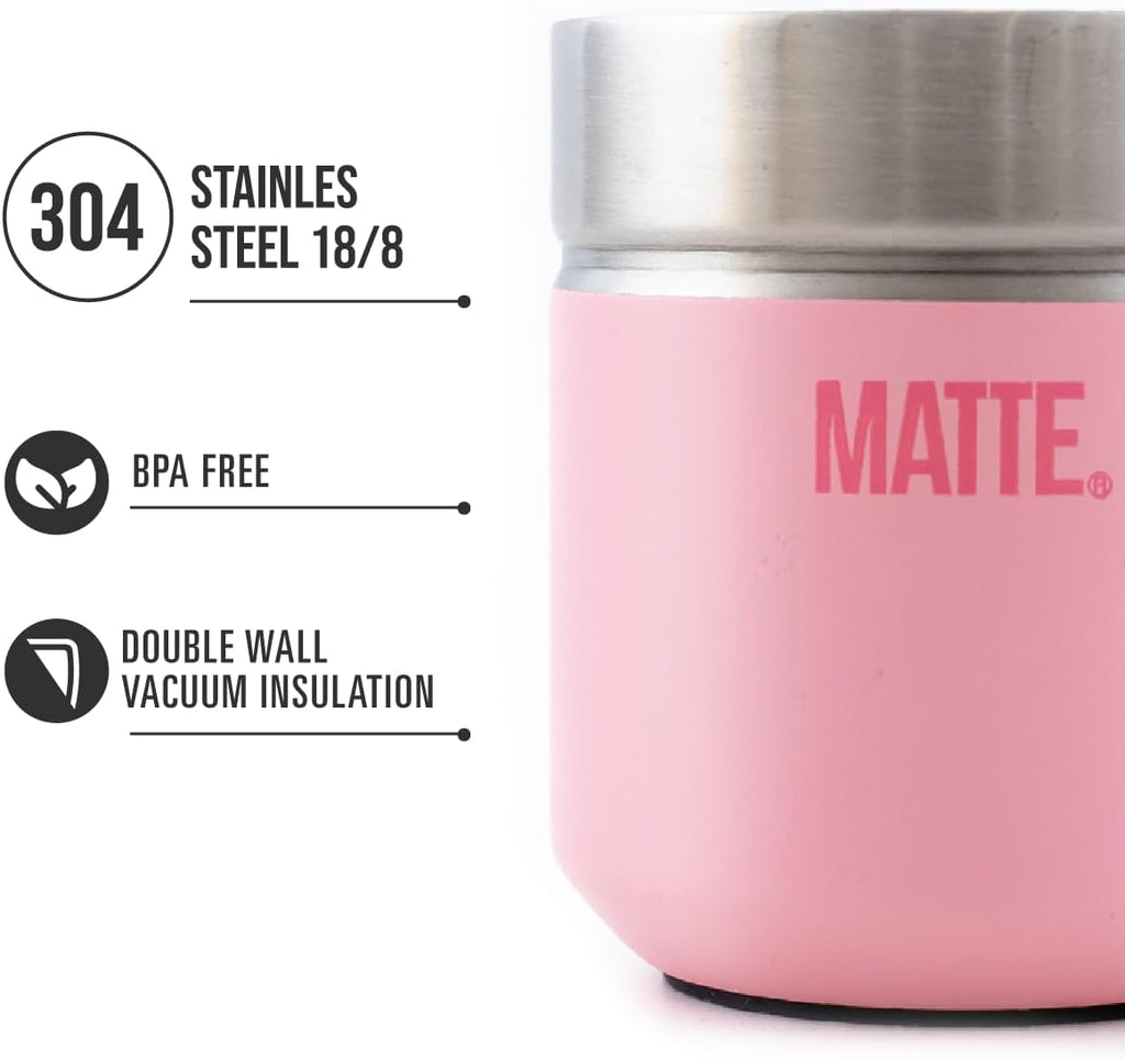 Matte 6.5 oz Yerba Mate Gourd and Bombilla Set - Includes DS Pro Box - BPA Free Yerba Mate Set Kit with Mate Straw, Elegant Design, Non-Slip Base (Pink)
