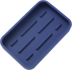 Silicone Kitchen Sink Organizer Tray for Multiple Usage,Easy Clean Sponges Holder for Kitchen Bathroom Counter or Sink,Dish Soap Dispenser,Scrubber,Bottle,Cup Navy Blue 4.9”x 3.2”