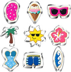 Beach Cookie Cutter Set-9 Piece-Flip Flop, Sunglasses, Sun, Ice Cream, Palm Tree, Bathing Suit, Tropical Flower, Surfboard-Diswasher Safe-Summer Cookie Cutters Shapes for baking