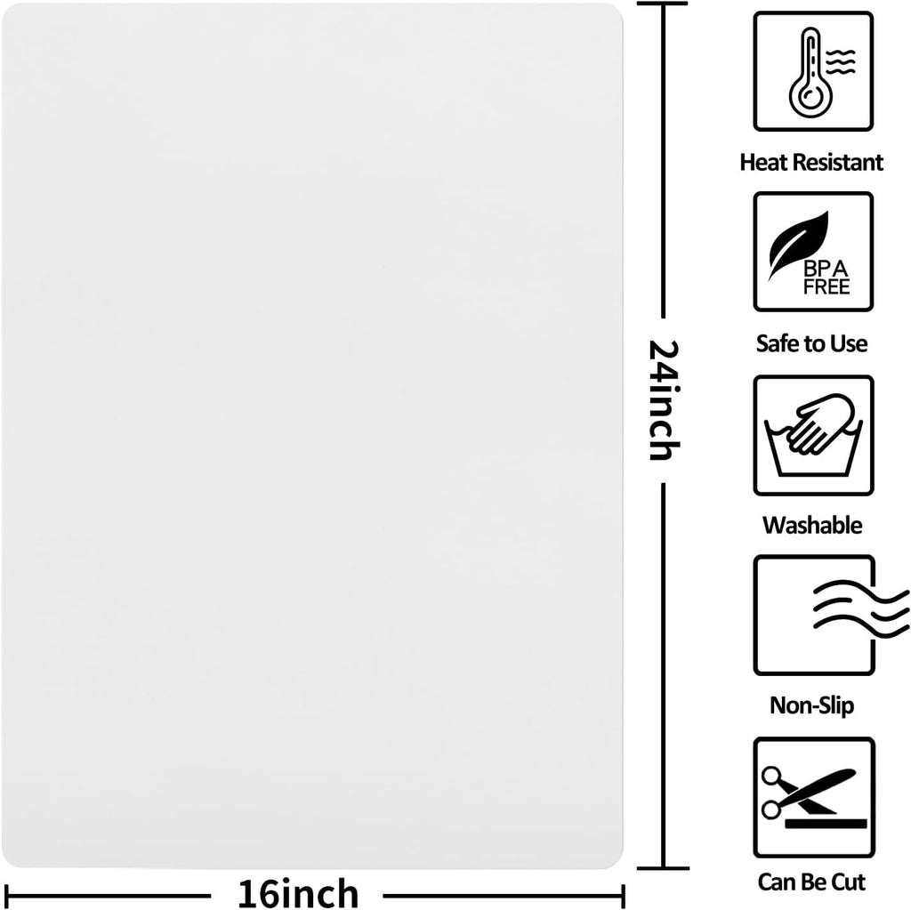 Silicone Mats for Kitchen Counter Thicker Extra Large Heat Resistant Mats Countertop Protector Liners for Bottom of Oven Air Fryer Coffee Maker, 24" x 16" x 2 mm, Translucent