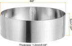 HARFINGTON Round Cake Ring 6 x 2 Inch Seamless Stainless Steel Pastry Mousse Dessert Ring Mirror Coating for Baking Cooking Making Tool