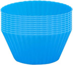 AKOAK Reusable Silicone Non-stick Baking Cups, Cake Molds, Kitchen Baking Cooking Accessories, DIY Cake Making Tools - Pack of 10 (Blue)