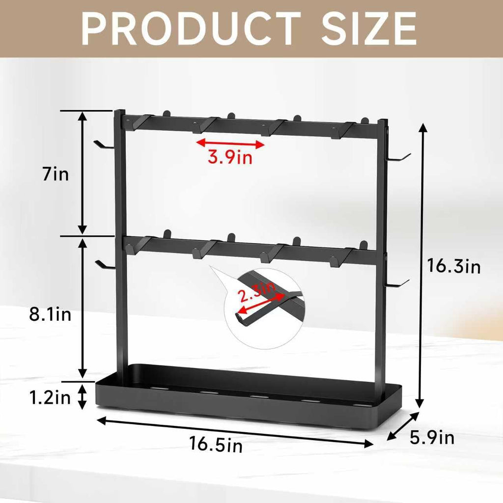 Coffee Mug Holder for Countertop 20 Hooks Mug Tree Rack 2 Tier Counter Cups Mugs Display Stand with Heavy Duty Metal Storage Base for K Cup Kitchen Tea Coffee Bar