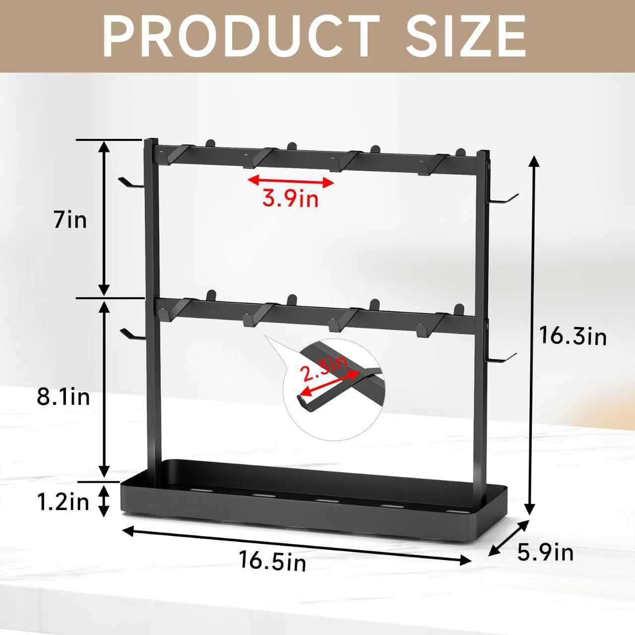 Coffee Mug Holder for Countertop 20 Hooks Mug Tree Rack 2 Tier Counter Cups Mugs Display Stand with Heavy Duty Metal Storage Base for K Cup Kitchen Tea Coffee Bar