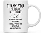 Andaz Press Funny Family 11oz. Coffee Mug Gift, Thank You for Being My Boyfriend, Punch in Face, 1-Pack, Christmas Birthday Drinking Cup Present Ideas
