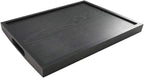 DILLMAN Serving Tray Large Black Wood Rectangle Food Tray Butler Tray Breakfast Tray with Handles (Medium)