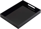 Glossy Black Sturdy Acrylic Serving Tray with Handles - 10x15 Inch, Coffee, Appetizer, Breakfast Tray - Butler, Kitchen to Vanity Table, Decorative