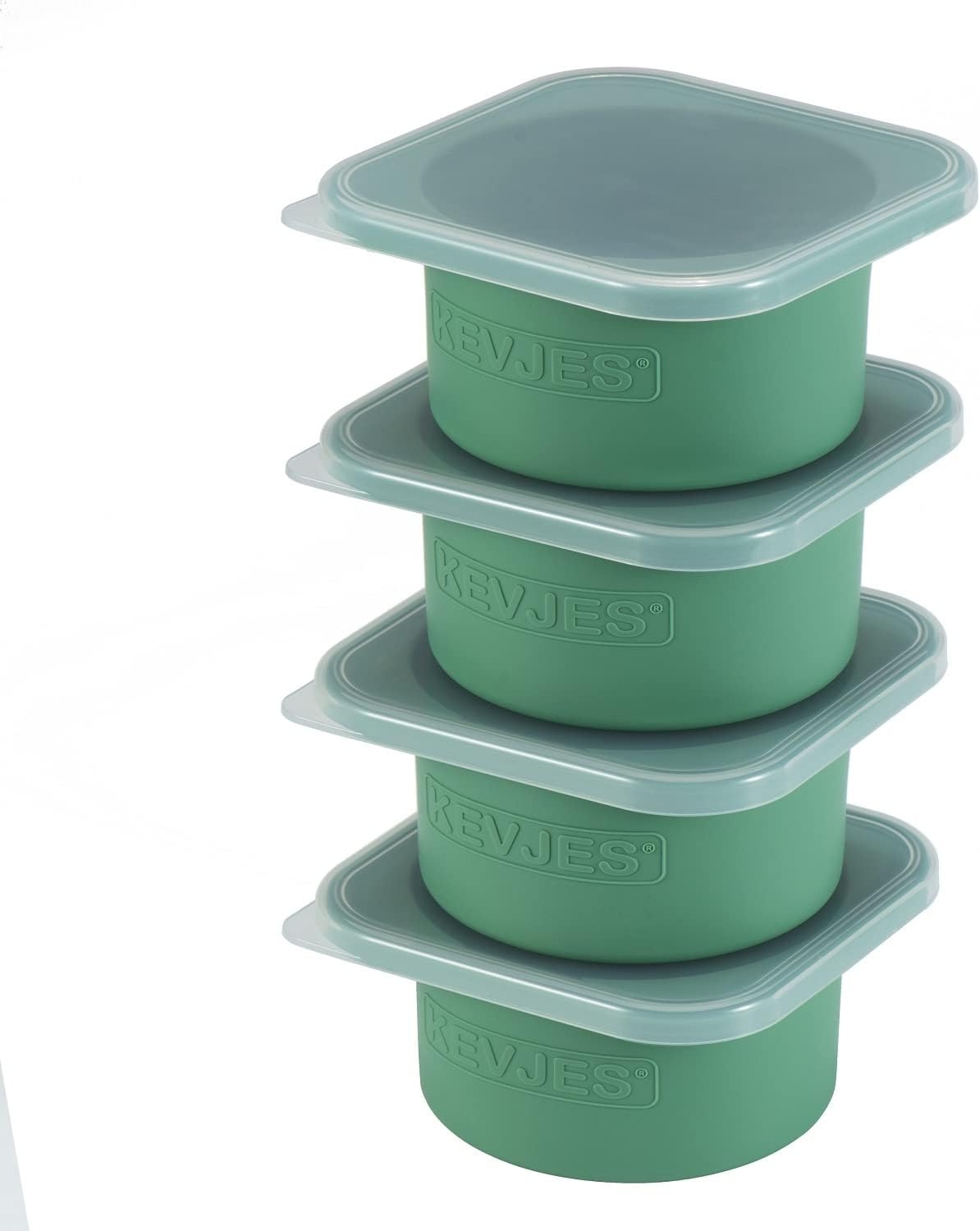 Stackable Silicone Artisan Pizza Dough Proofing Proving Trays with Air-tight Lids-4pack-500ml Volume for 250g Dough Ball (Green)