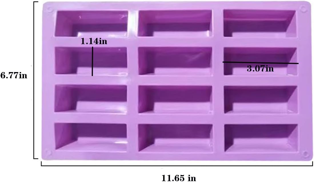2Pcs oat bar mold - 12rectangle silicone molds - Chocolate silicone mold for baking candies/energy bars, cheesecake, dried fruit cereal cookies (2, purple)