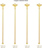 4Pcs Bumble Bee Cocktail Stirrers Swizzle Sticks Stainless Steel 7.5" Coffee Beverage Stir Sticks with Gold Decor Top for Mixing Cocktail, Hot Cocoa, Creamer