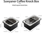 Coffee Knock Box, Stainless Steel Dump Bin Espresso Knock Box for Coffee Grounds with Removable Non-Slip Base Shock-Absorbent for Knocking Portafilter Filter Grinds (L)