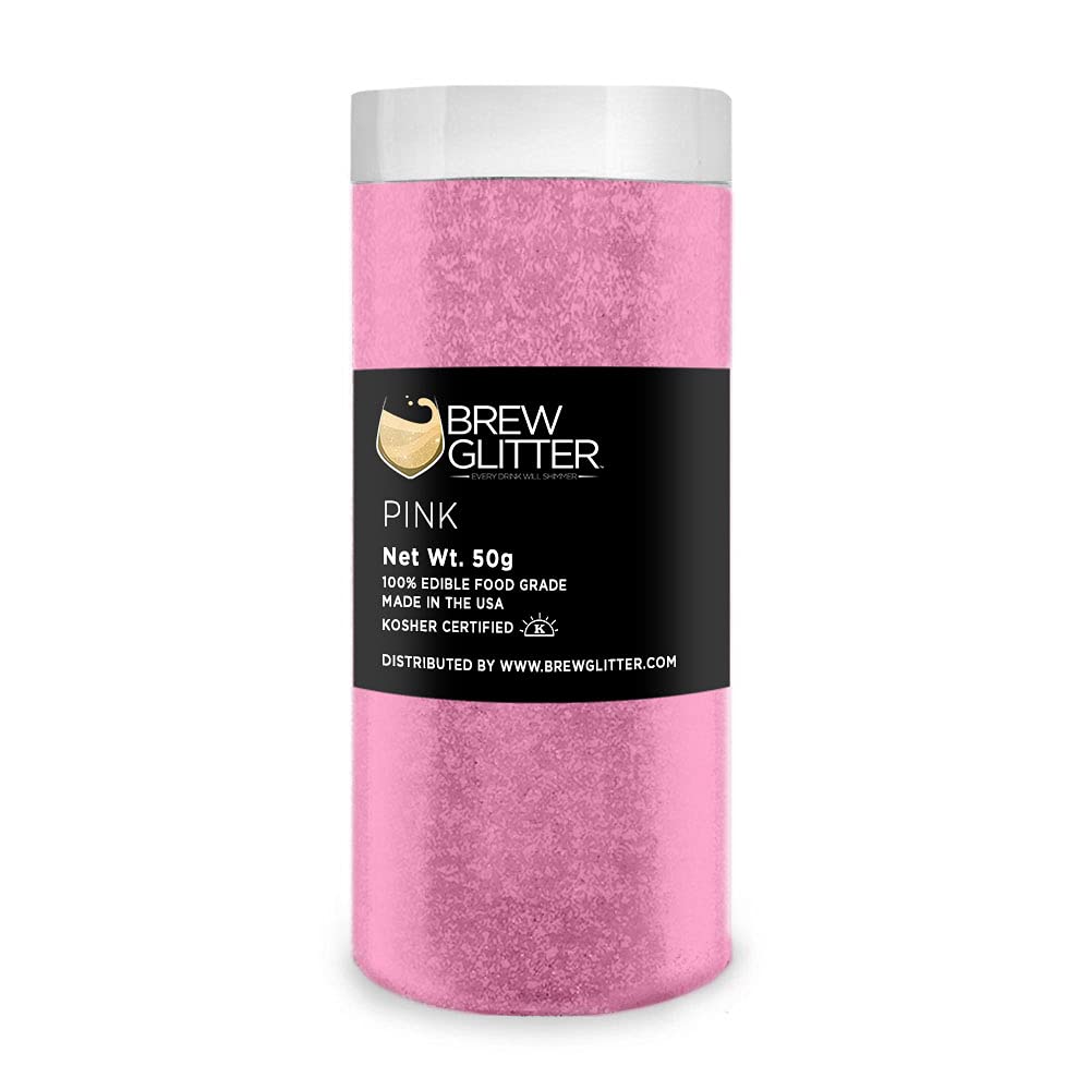 Brew Glitter - Pink (50g 1x Jar) | Edible Glitter For Drinks, Beer and Cocktail Beverages by Bakell
