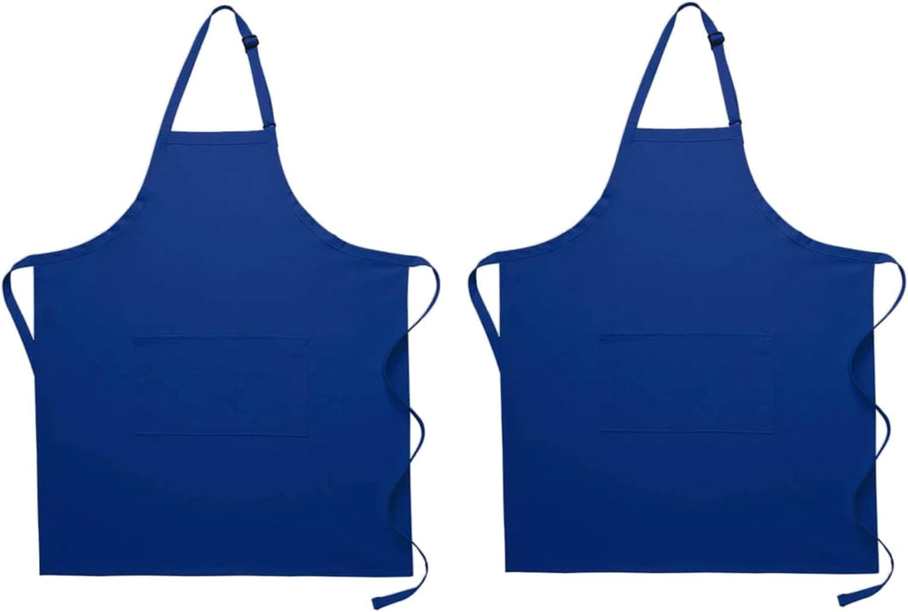 Pomp 2 Pack Premium Bib Aprons | Adjustable Neck + 2 Pockets | Water + Oil Resistance | Men & Women's Kitchen Cooking Aprons