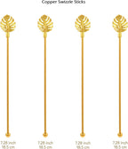 Stainless Steel Coffee Beverage Stirrers Stir Cocktail Drink Swizzle Stick with Palm leaf Metal Top,4PCS GOLD stirrer