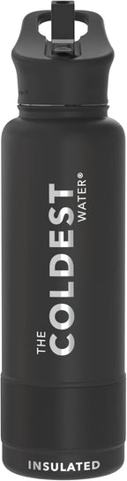 Coldest Insulated Water Bottle with Straw Lid - Stainless Steel Metal Insulated Bottle for Men & Women (Stealth Black, 40 oz)