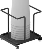 Metal Bathroom Cup Dispenser, Disposable Paper Bathroom Cup Holder, Countertop Cup Storage Organizer for Home Office (Black)