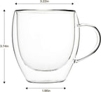 Aurzen 2 Pack Double Walled Glass Coffee Mugs with Handles 8.5oz, Large Insulated Layer Coffee Cups, Clear Borosilicate Mugs, Perfect for Cappuccino, Tea, Microwave Safe (8.5oz-2Pack)